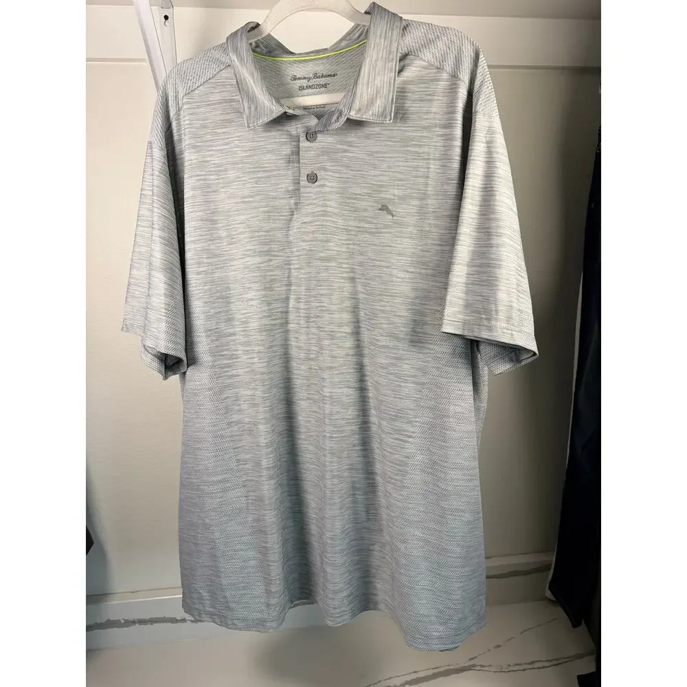 Tommy Bahama Island Zone Performance Polo‎ Shirt Men's Size 2XLB Gray XXL